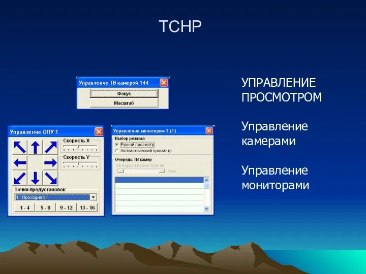 ТСНР УПРАВЛЕНИЕ ПРОСМОТРОМ Управление камерами Управление мониторами