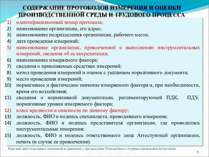 СОДЕРЖАНИЕ ПРОТОКОЛОВ ИЗМЕРЕНИЯ И ОЦЕНКИ ПРОИЗВОДСТВЕННОЙ СРЕДЫ И ТРУДОВОГО ПРОЦЕССА идентификационный