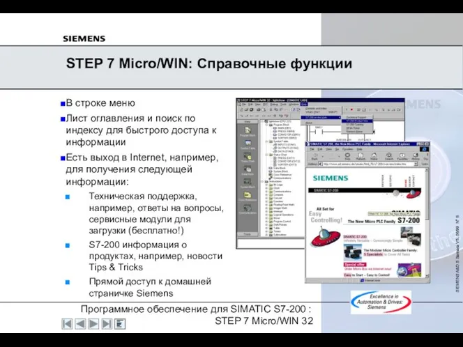 STEP 7 Micro/WIN: Справочные функции В строке меню Лист оглавления и