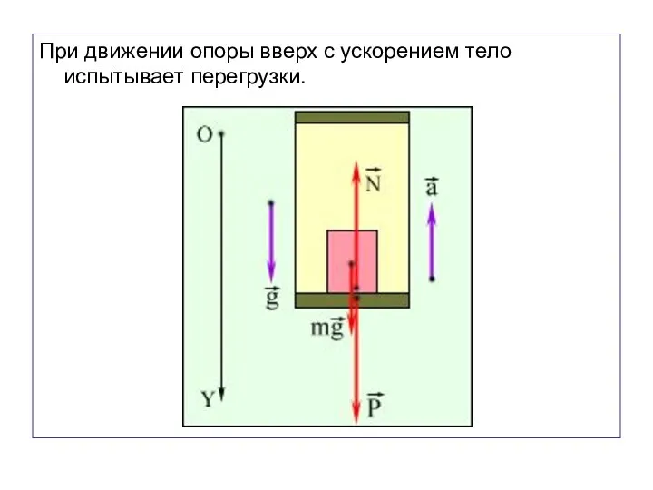 При движении опоры вверх с ускорением тело испытывает перегрузки.