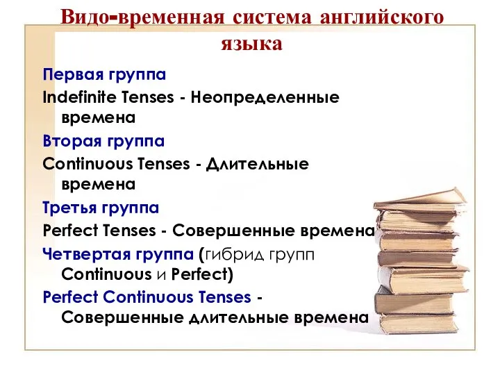 Видо-временная система английского языка Первая группа Indefinite Tenses - Неопределенные времена