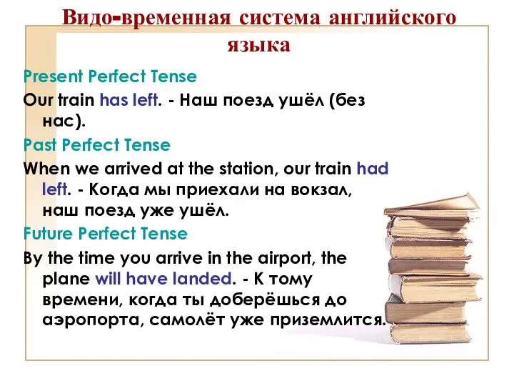 Видо-временная система английского языка Present Perfect Tense Our train has left.