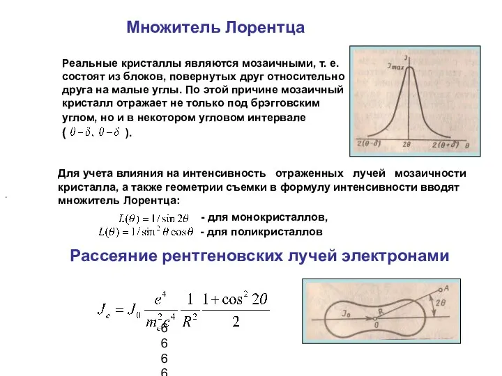 Множитель Лорентца 6666 Реальные кристаллы являются мозаичными, т. е. состоят из