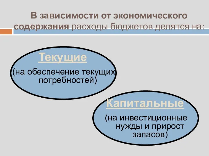 В зависимости от экономического содержания расходы бюджетов делятся на: