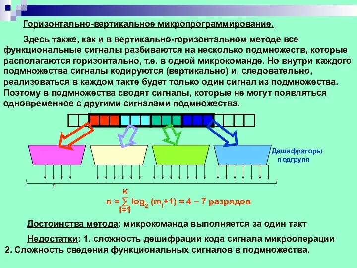 Горизонтально-вертикальное микропрограммирование. Здесь также, как и в вертикально-горизонтальном методе все функциональные