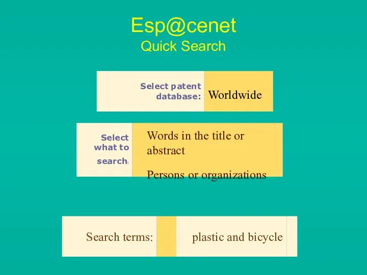 Esp@cenet Quick Search