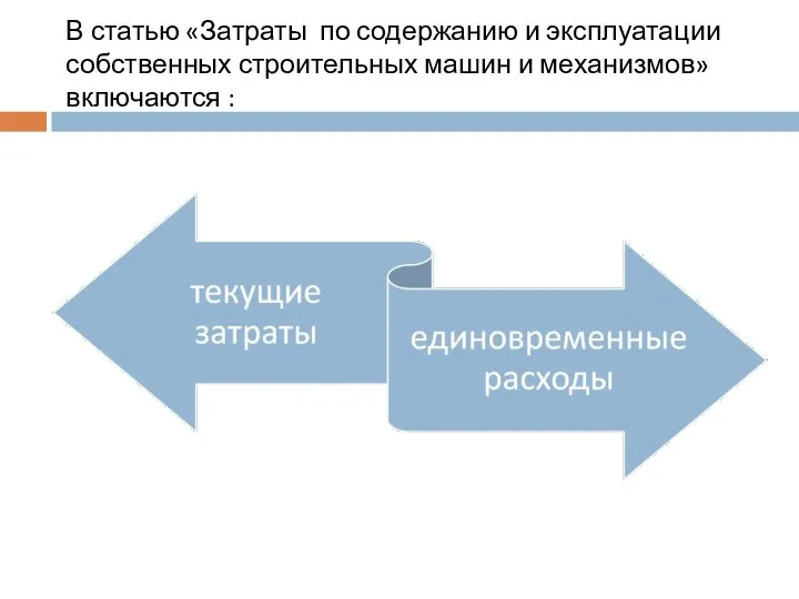 В статью «Затраты по содержанию и эксплуатации собственных строительных машин и механизмов» включаются :