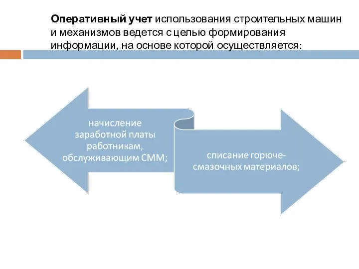 Оперативный учет использования строительных машин и механизмов ведется с целью формирования информации, на основе которой осуществляется: