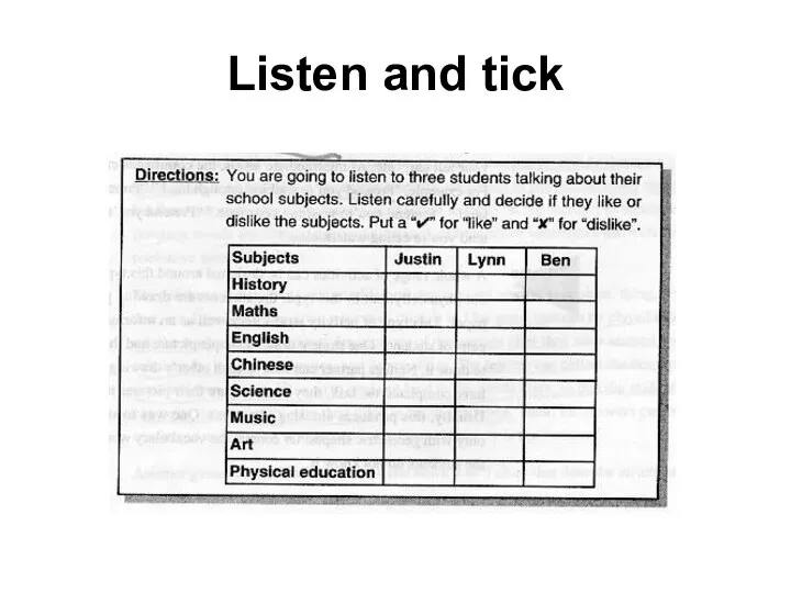Listen and tick