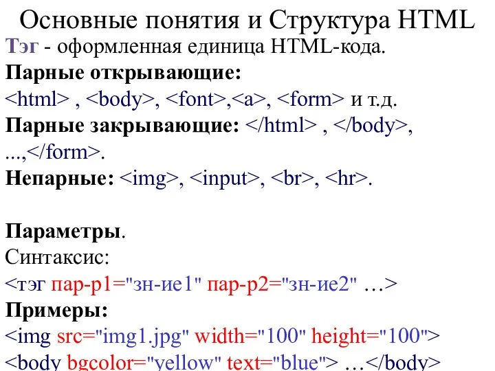 Основные понятия и Структура HTML