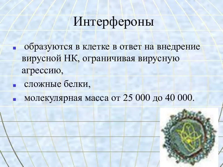 Интерфероны образуются в клетке в ответ на внедрение вирусной НК, ограничивая