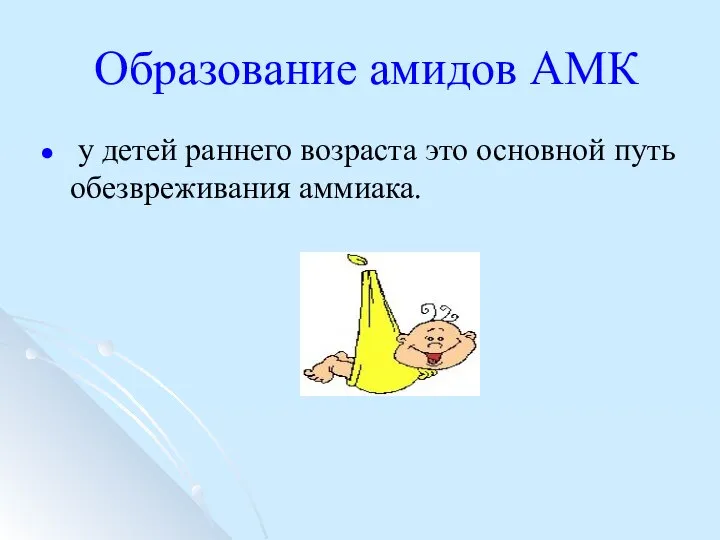 Образование амидов АМК у детей раннего возраста это основной путь обезвреживания аммиака.