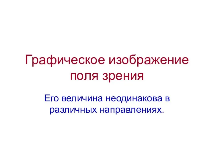 Графическое изображение поля зрения Его величина неодинакова в различных направлениях.