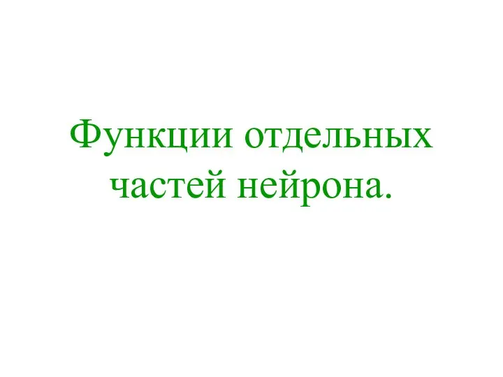 Функции отдельных частей нейрона.