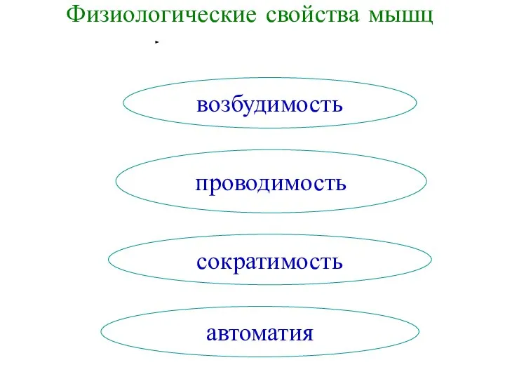 Физиологические свойства мышц возбудимость проводимость сократимость автоматия