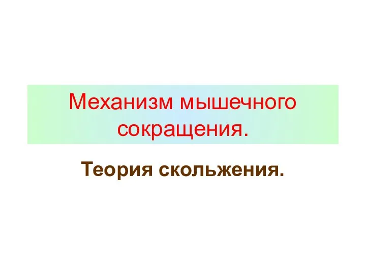 Механизм мышечного сокращения. Теория скольжения.