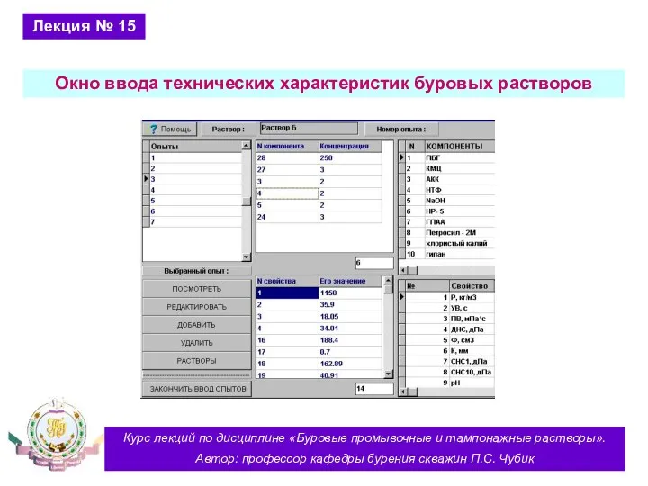 Курс лекций по дисциплине «Буровые промывочные и тампонажные растворы». Автор: профессор