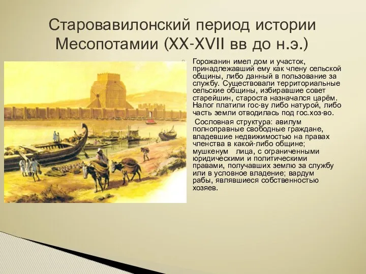 Горожанин имел дом и участок, принадлежавший ему как члену сельской общины,