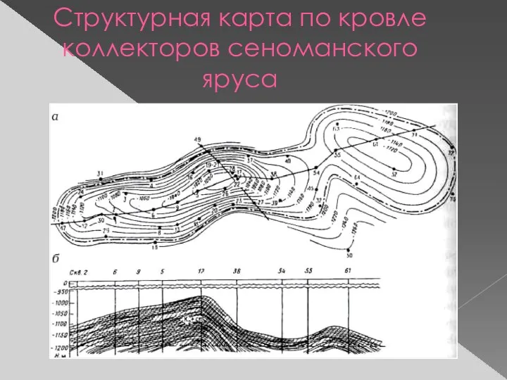 Структурная карта по кровле коллекторов сеноманского яруса