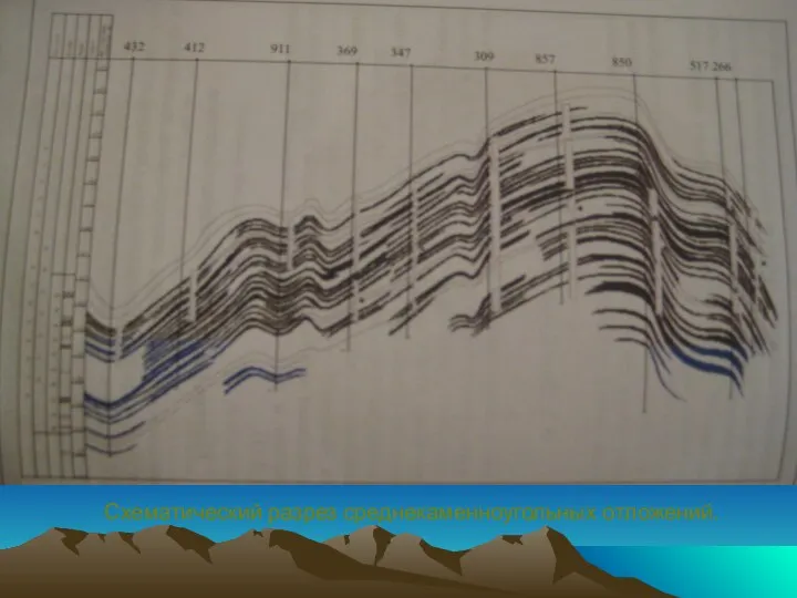 Схематический разрез среднекаменноугольных отложений.