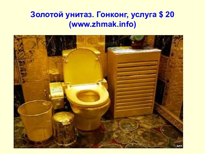 Золотой унитаз. Гонконг, услуга $ 20 (www.zhmak.info)