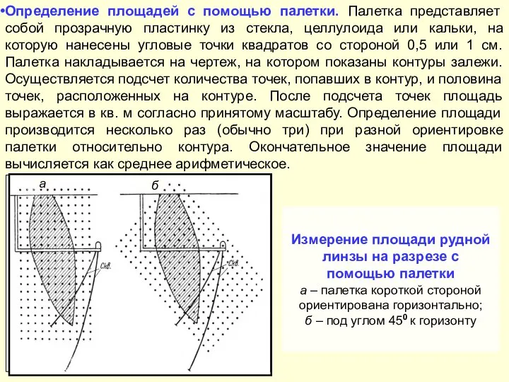 Определение площадей с помощью палетки. Палетка представляет собой прозрачную пластинку из