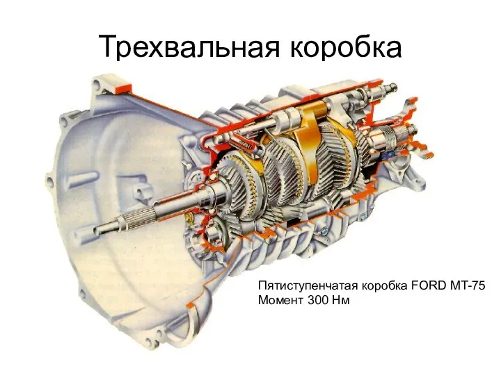 Трехвальная коробка Пятиступенчатая коробка FORD MT-75 Момент 300 Нм