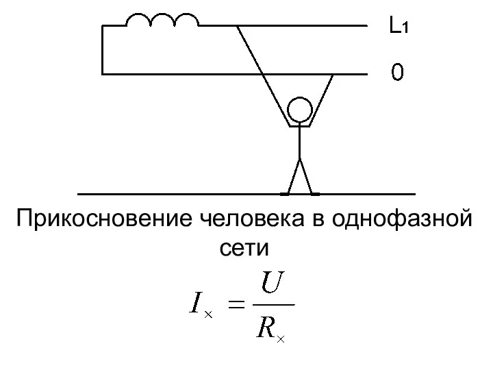 Прикосновение человека в однофазной сети