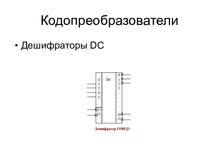 Кодопреобразователи Дешифраторы DC