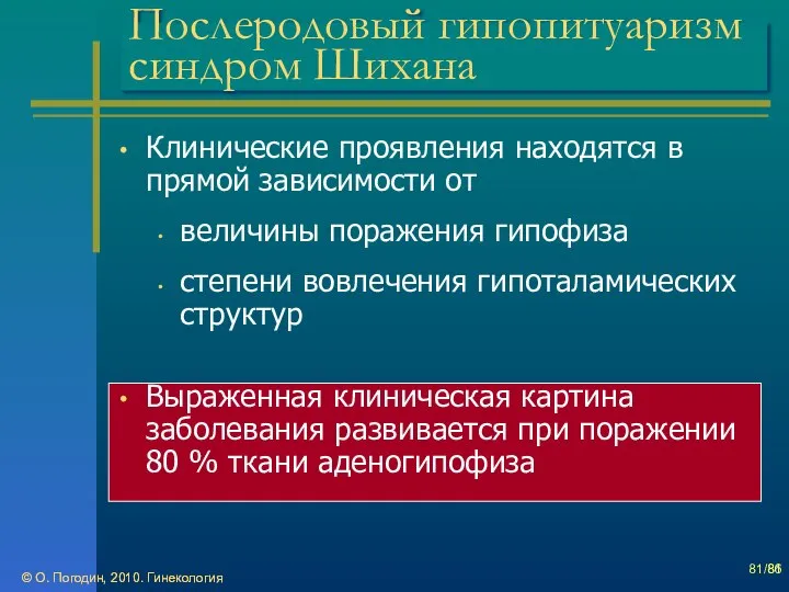 © О. Погодин, 2010. Гинекология © О. Погодин, 2010. Гинекология /86