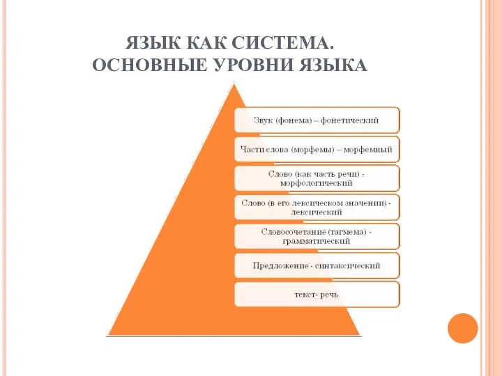 ЯЗЫК КАК СИСТЕМА. ОСНОВНЫЕ УРОВНИ ЯЗЫКА