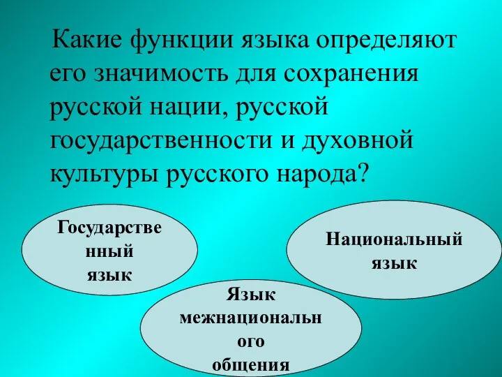 Какие функции языка определяют его значимость для сохранения русской нации, русской