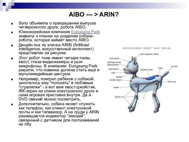 AIBO --- > ARIN? Sony объявила о прекращении выпуска четвероногого друга,