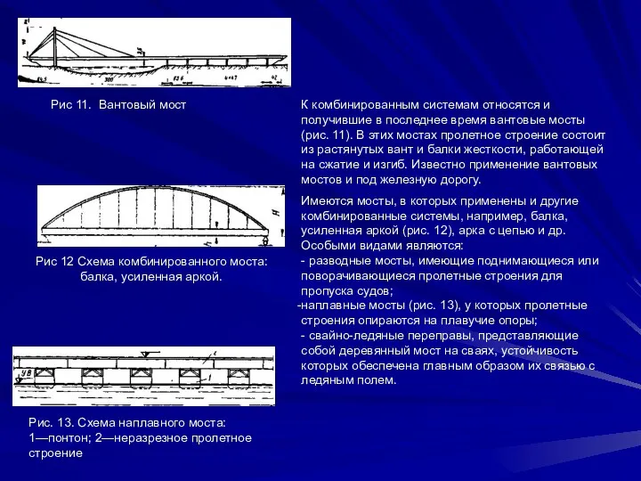 Рис 11. Вантовый мост К комбинированным системам относятся и получившие в