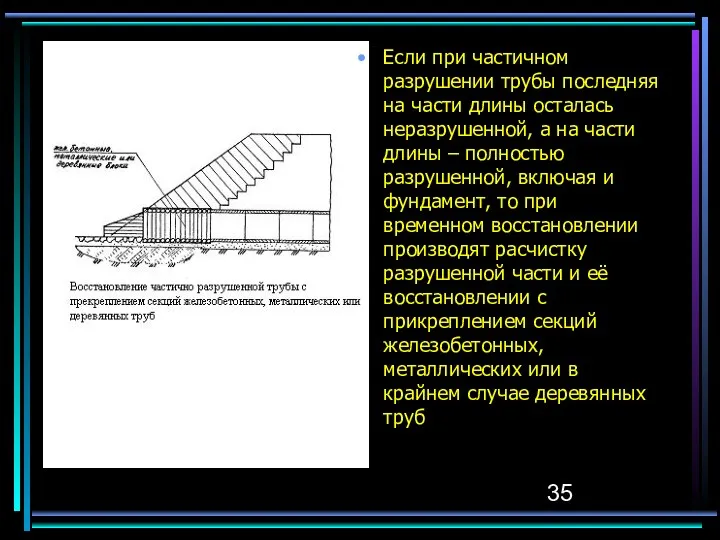 Если при частичном разрушении трубы последняя на части длины осталась неразрушенной,