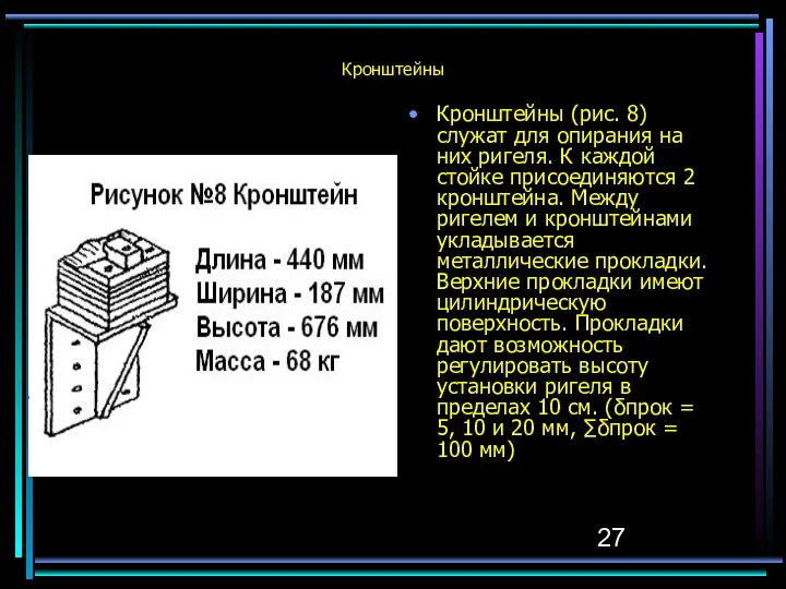 Кронштейны Кронштейны (рис. 8) служат для опирания на них ригеля. К