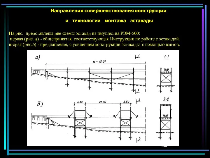 Направления совершенствования конструкции и технологии монтажа эстакады На рис. представлены две