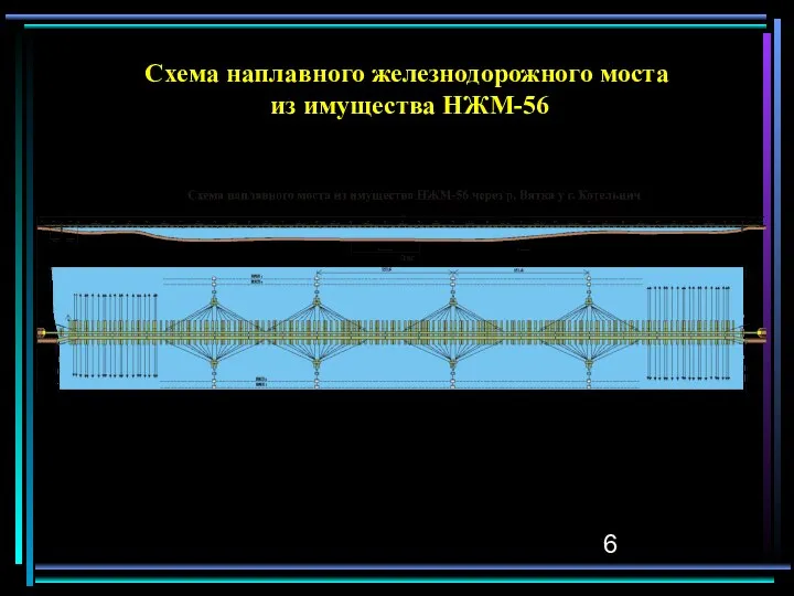 Схема наплавного железнодорожного моста из имущества НЖМ-56