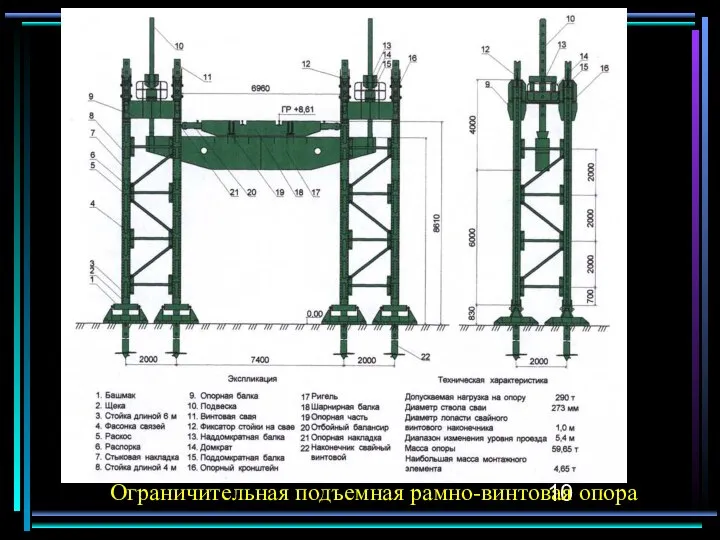 Ограничительная подъемная рамно-винтовая опора