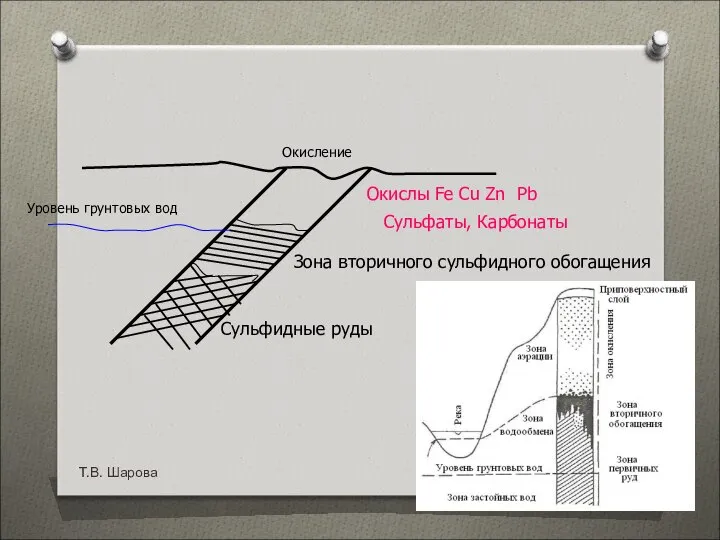Т.В. Шарова Уровень грунтовых вод Зона вторичного сульфидного обогащения Сульфидные руды