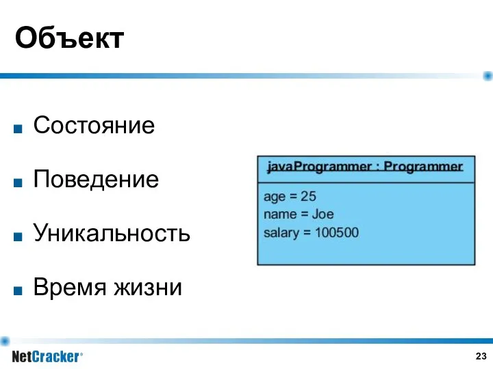 Объект Состояние Поведение Уникальность Время жизни