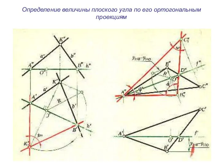 Определение величины плоского угла по его ортогональным проекциям