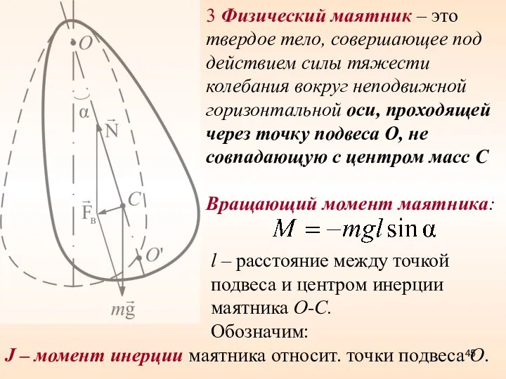 3 Физический маятник – это твердое тело, совершающее под действием силы