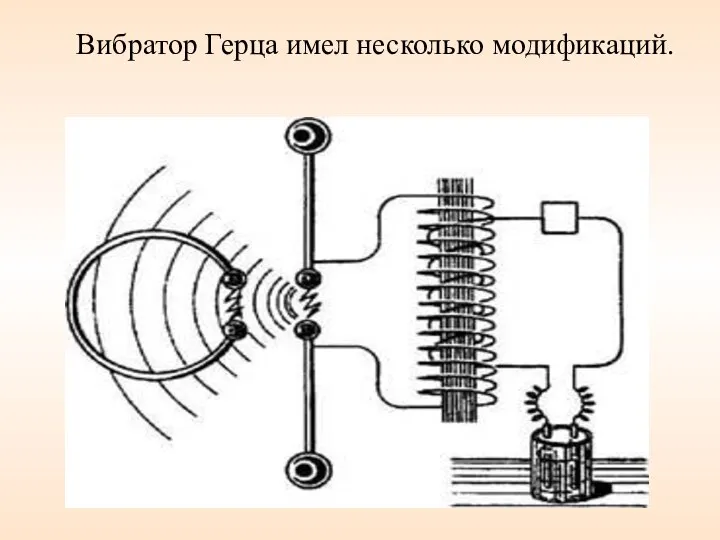 Вибратор Герца имел несколько модификаций.