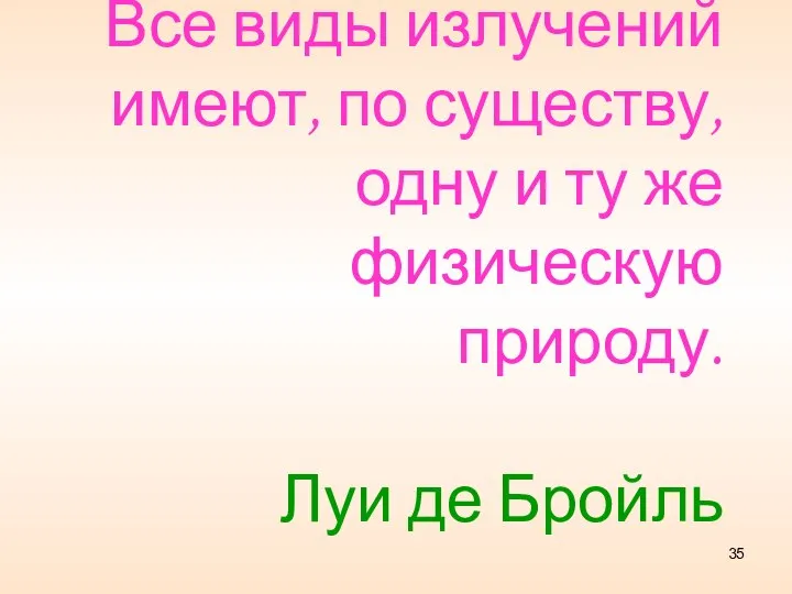 Все виды излучений имеют, по существу, одну и ту же физическую природу. Луи де Бройль