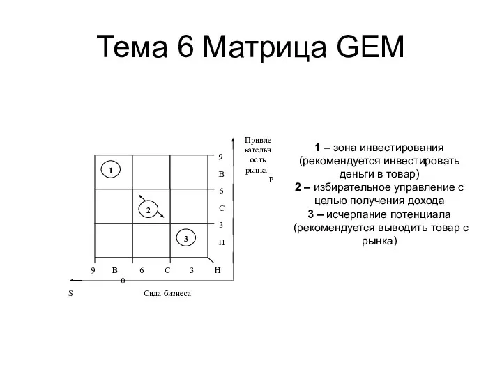 Тема 6 Матрица GEM 1 – зона инвестирования (рекомендуется инвестировать деньги