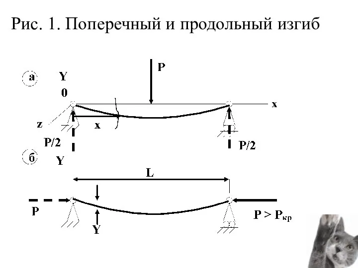 Рис. 1. Поперечный и продольный изгиб