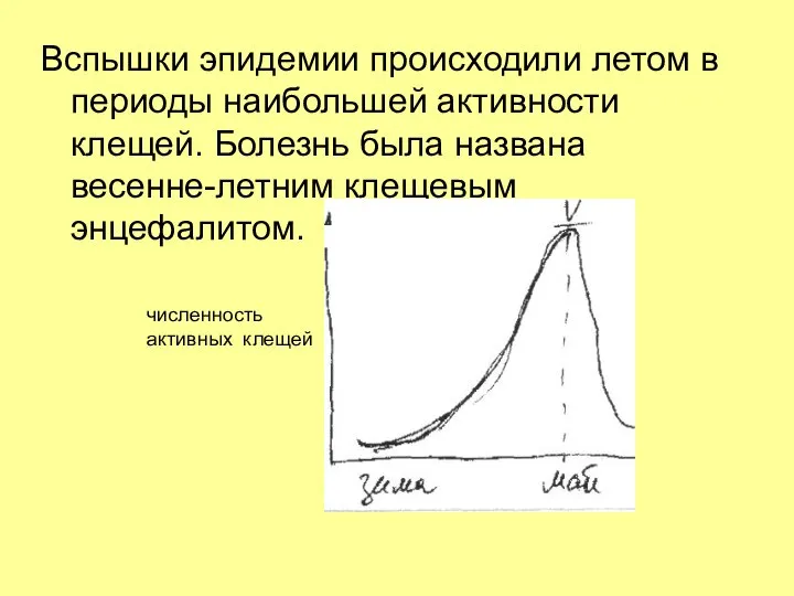 Вспышки эпидемии происходили летом в периоды наибольшей активности клещей. Болезнь была