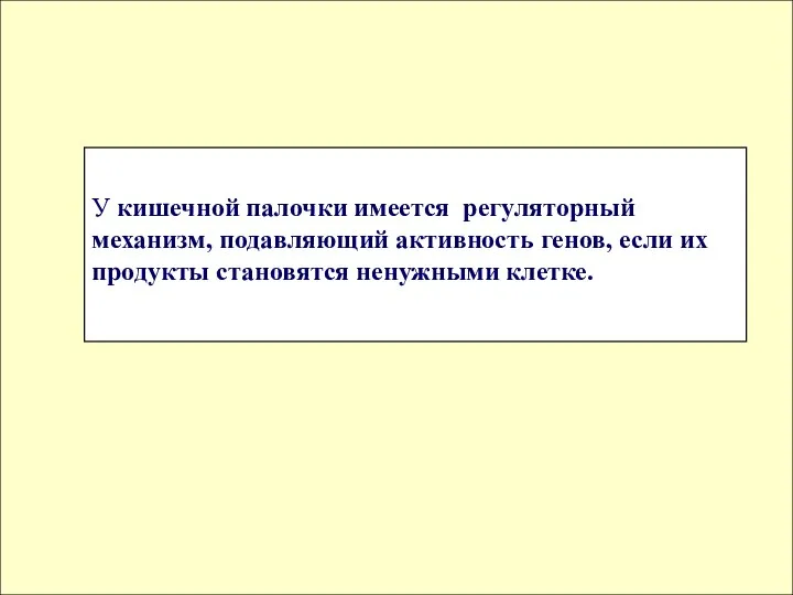 У кишечной палочки имеется регуляторный механизм, подавляющий активность генов, если их продукты становятся ненужными клетке.