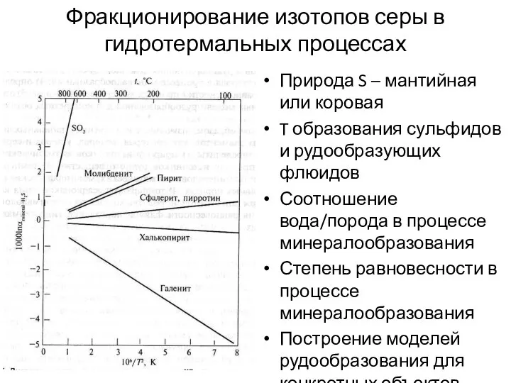 Фракционирование изотопов серы в гидротермальных процессах Природа S – мантийная или